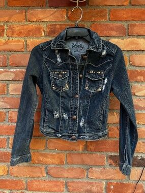 Vanity Denim Distressed Jean Jacket ~ Small